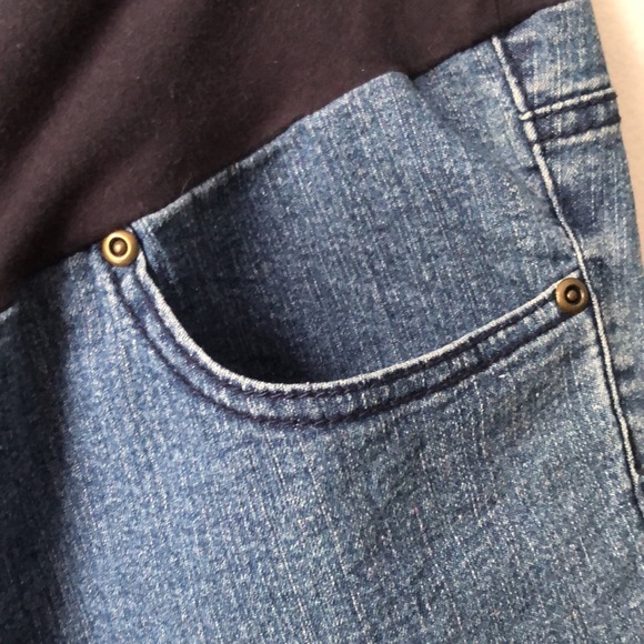 Planet Motherhood Blue Denim Cotton Panel Maternity Shorts size Large (12/14) - Picture 3 of 8